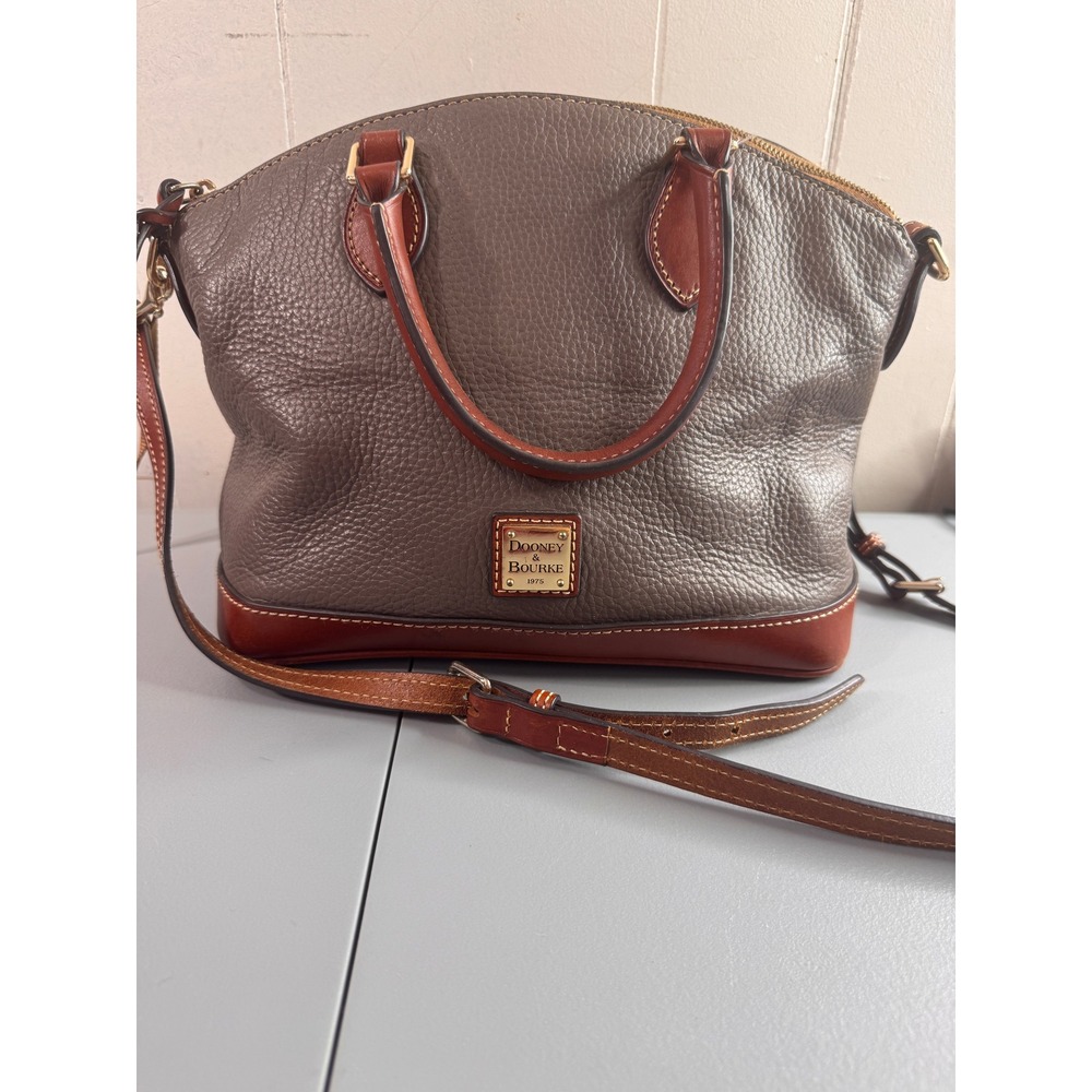 Dooney & Bourke Satchel Women Medium Grey Pebbled Leather Dome Crossbody Bag